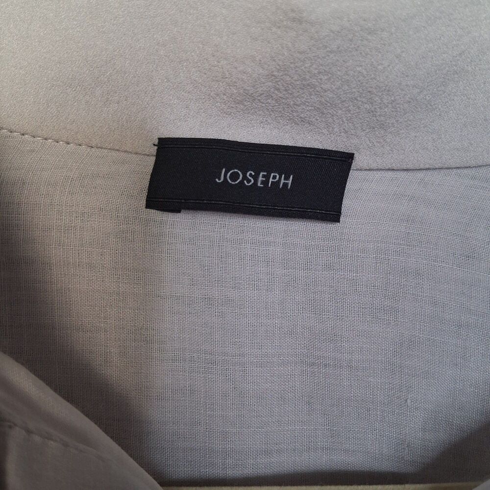 Sheer Light Gray Ramie Blouse Silk Cuffs Joseph Minimalist Top Sz 42 (US 10-12) - Picture 3 of 15